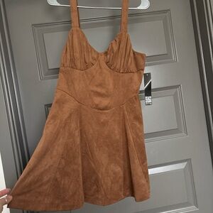 Trixxi Tan Suede Mini Dress